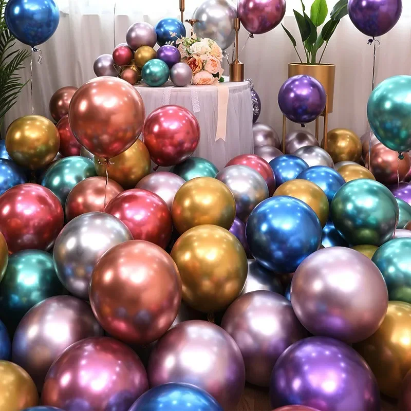

5pc/12Inch Silver Silver Golden Metal Latex Confetti Balloon Wedding Decorations Matte Balloon Birthday Party Decorations Globos