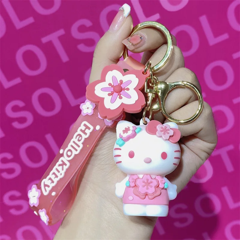 Sanrio Sakura Kuromi Keychain Cute Hello Kitty Cinnamon Pochacco Bag Pendant Car Key Accessories Ornaments Gift for Friends