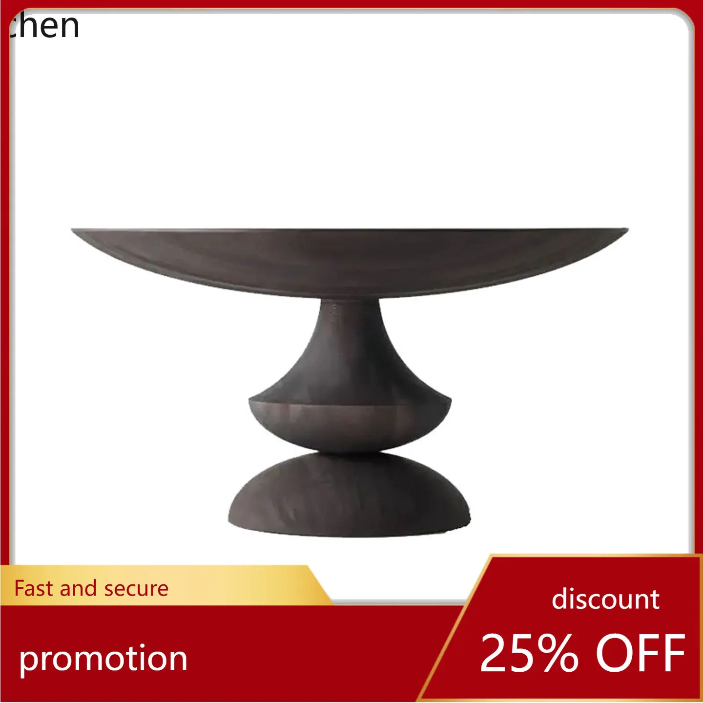 

ZML black solid wood dining table creative B & B restaurant carved round dining table