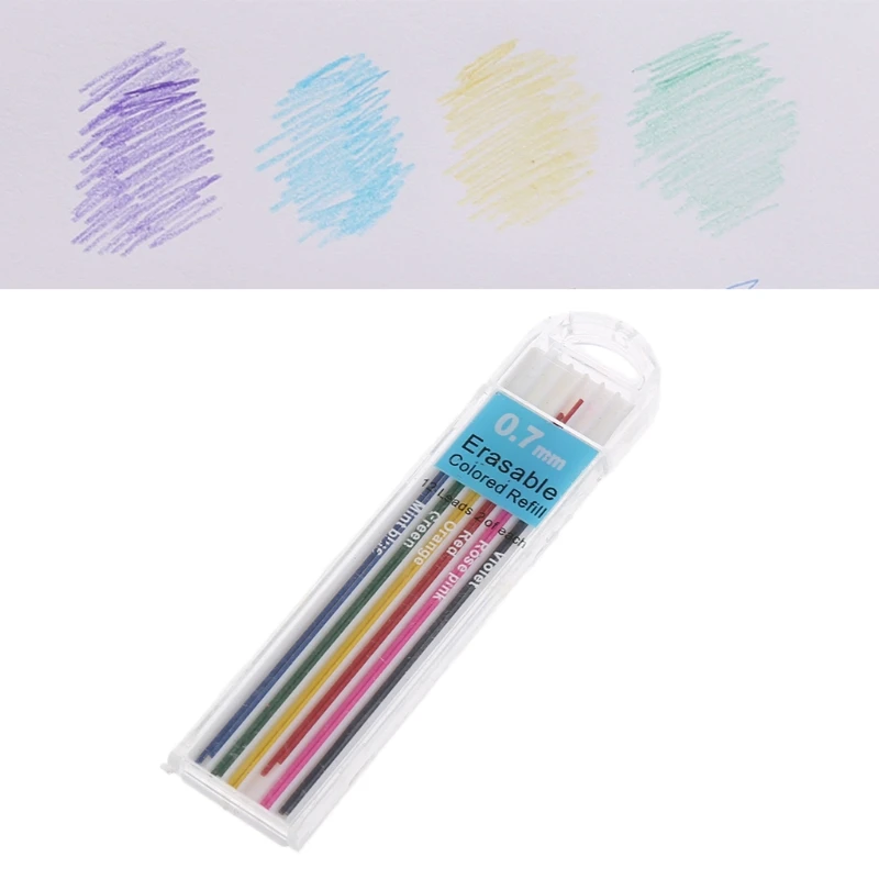 1 Box 0.7mm Colored Mechanical Pencil Refill  Erasable Student Stationary