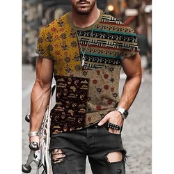 Summer Men T-Shirt Tee Tribal Print Vintage Tops O Neck Holiday Harajuku Shirt Short Sleeve Casual Male Funny Clothing Camiseta