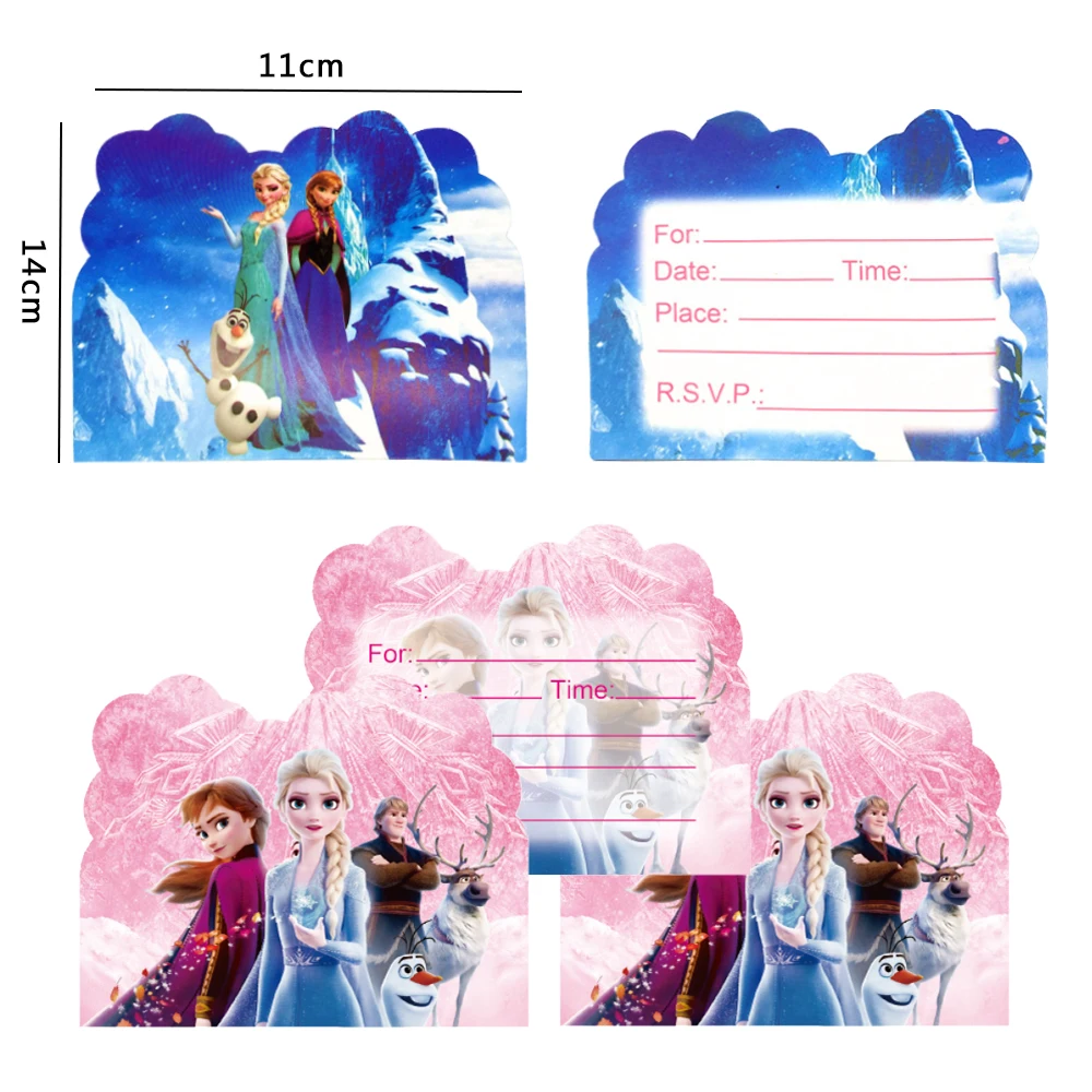 10/20PCS Disney Frozen Elsa Theme Invitation Card Mini Greeting Card Single Page Event Princess Birthday Party Invitation Suppli