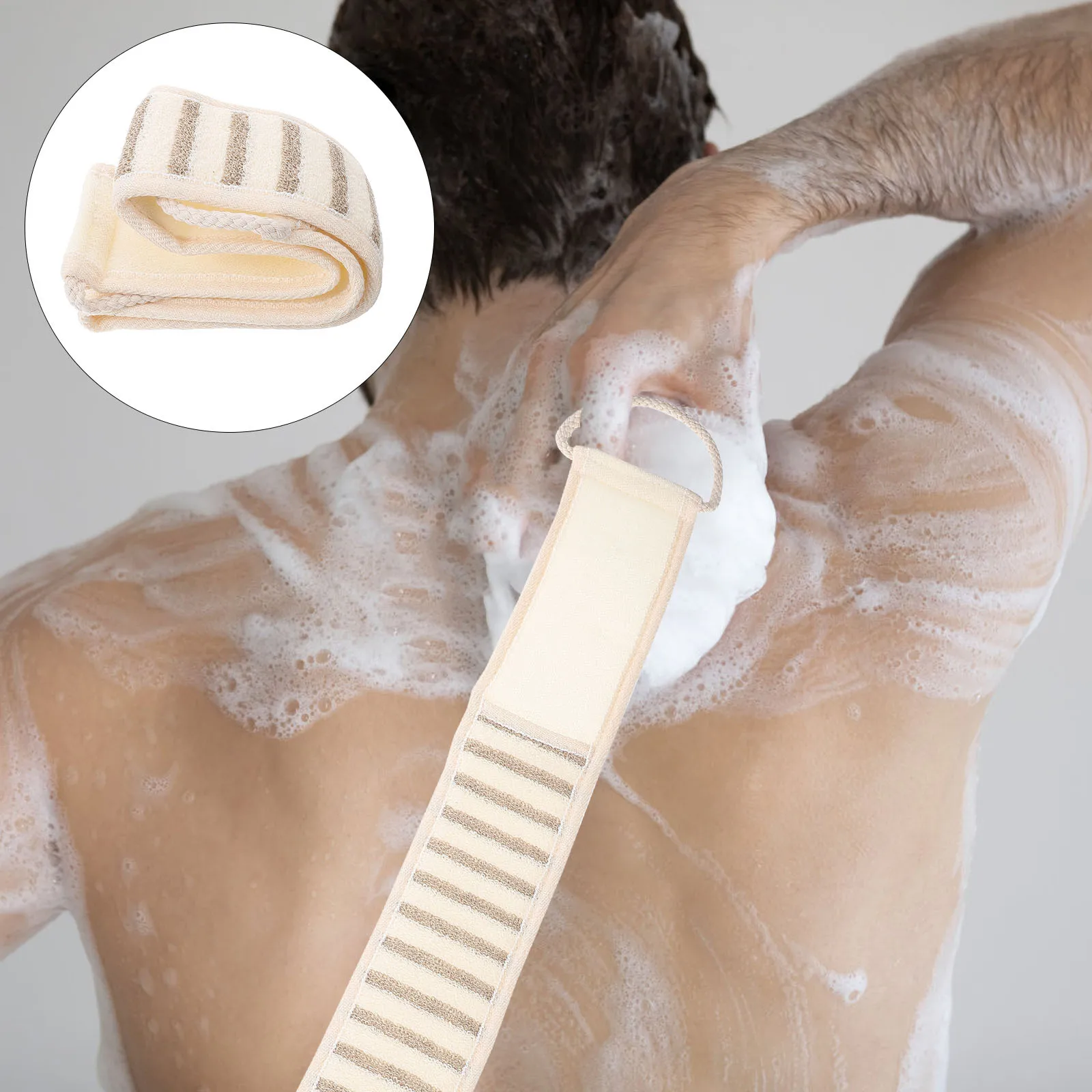 

Long Exfoliating Bath Towel for Back Scrubbing Body Cleansing Gentle Skin-Friendly Shower Scrubber Loofah Washing Cloth Bathing