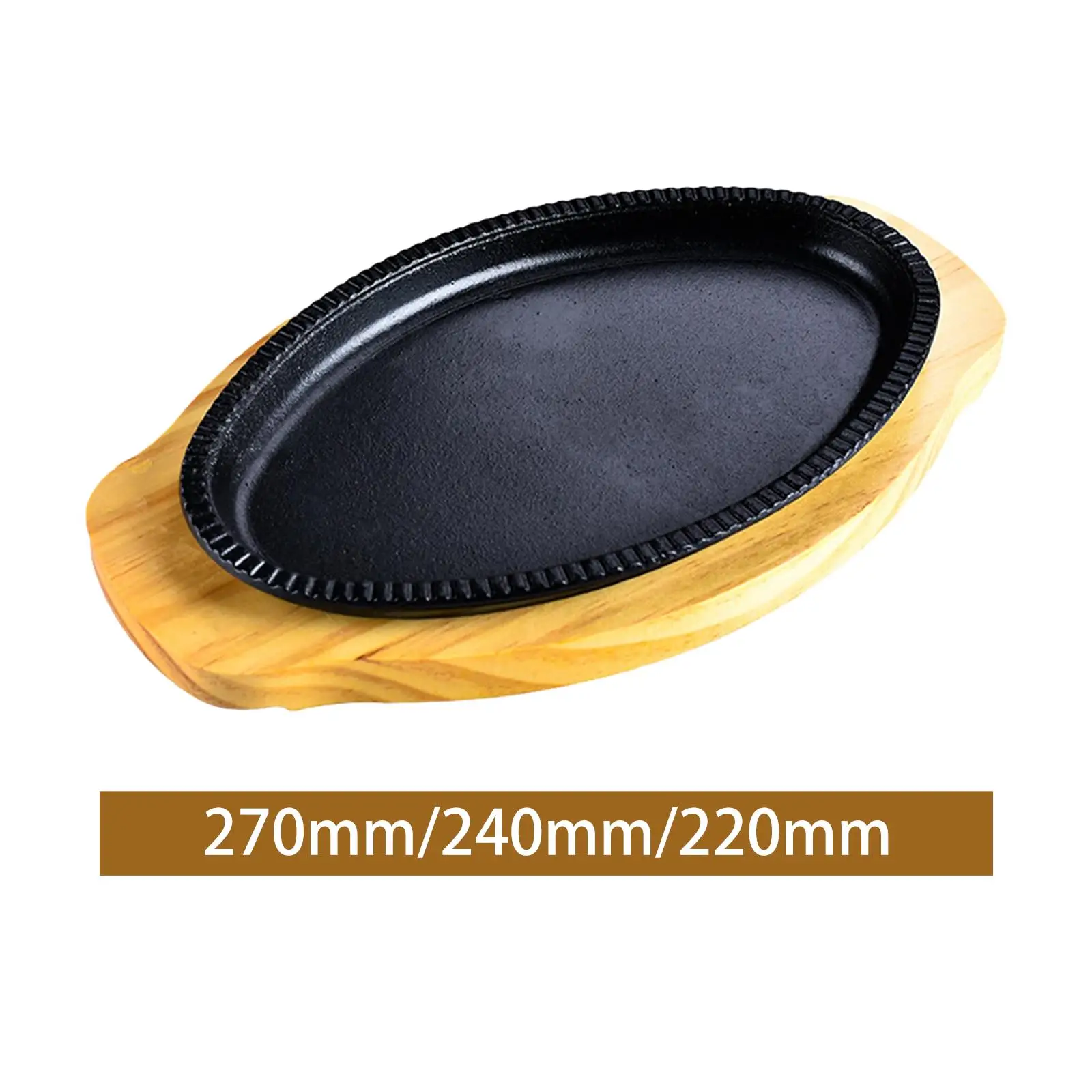 Steak Fry Plate Oval Shape Server Platter Fajita Sizzling Pan Sizzling Steak Plate Set Teppanyaki Grill Pan for Home Restaurant