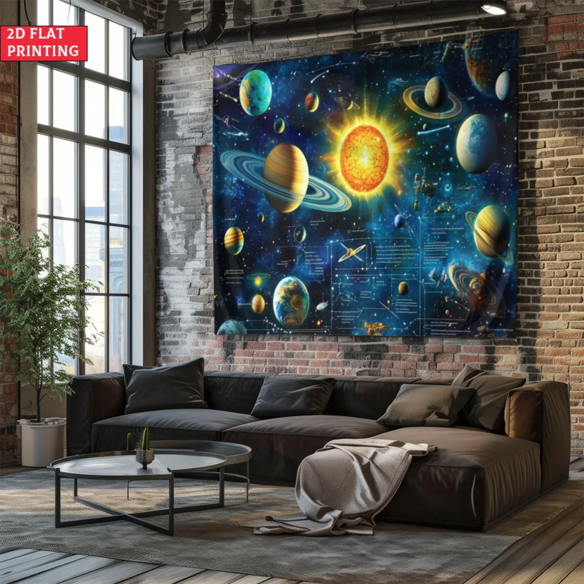 النظام الشمسي كوكب نسيج الفضاء العلوم التعليمية جدار الفن علم الفلك ملصق ديكور غرفة نوم غرفة الاطفال الكون خريطة نسيج
