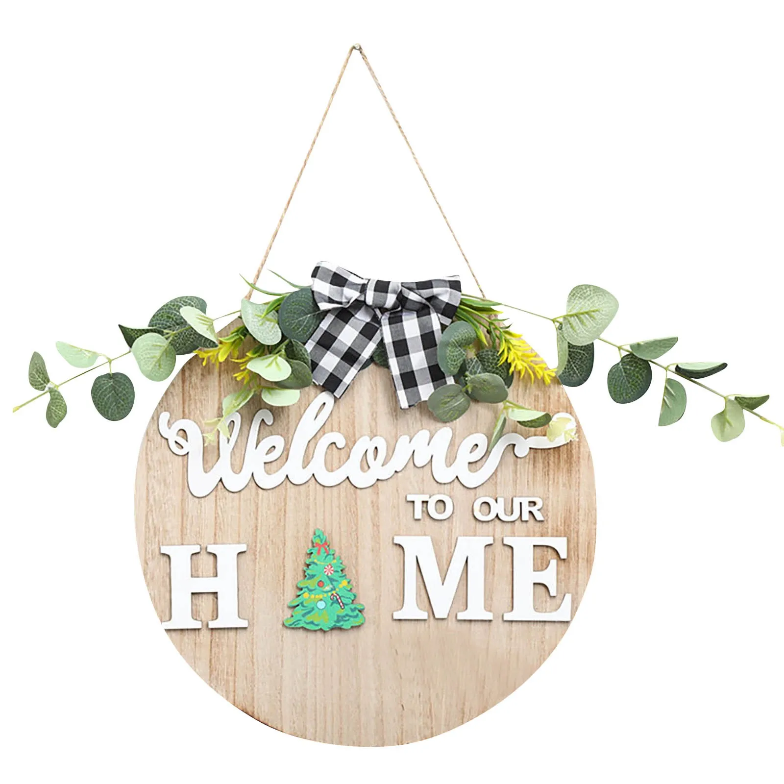 

Christmas Wood Tag Home Wall Doorway Merry Christmas Season'S Greeting Diy Bow Decorated Holy Replaceable Pattern Door Sign