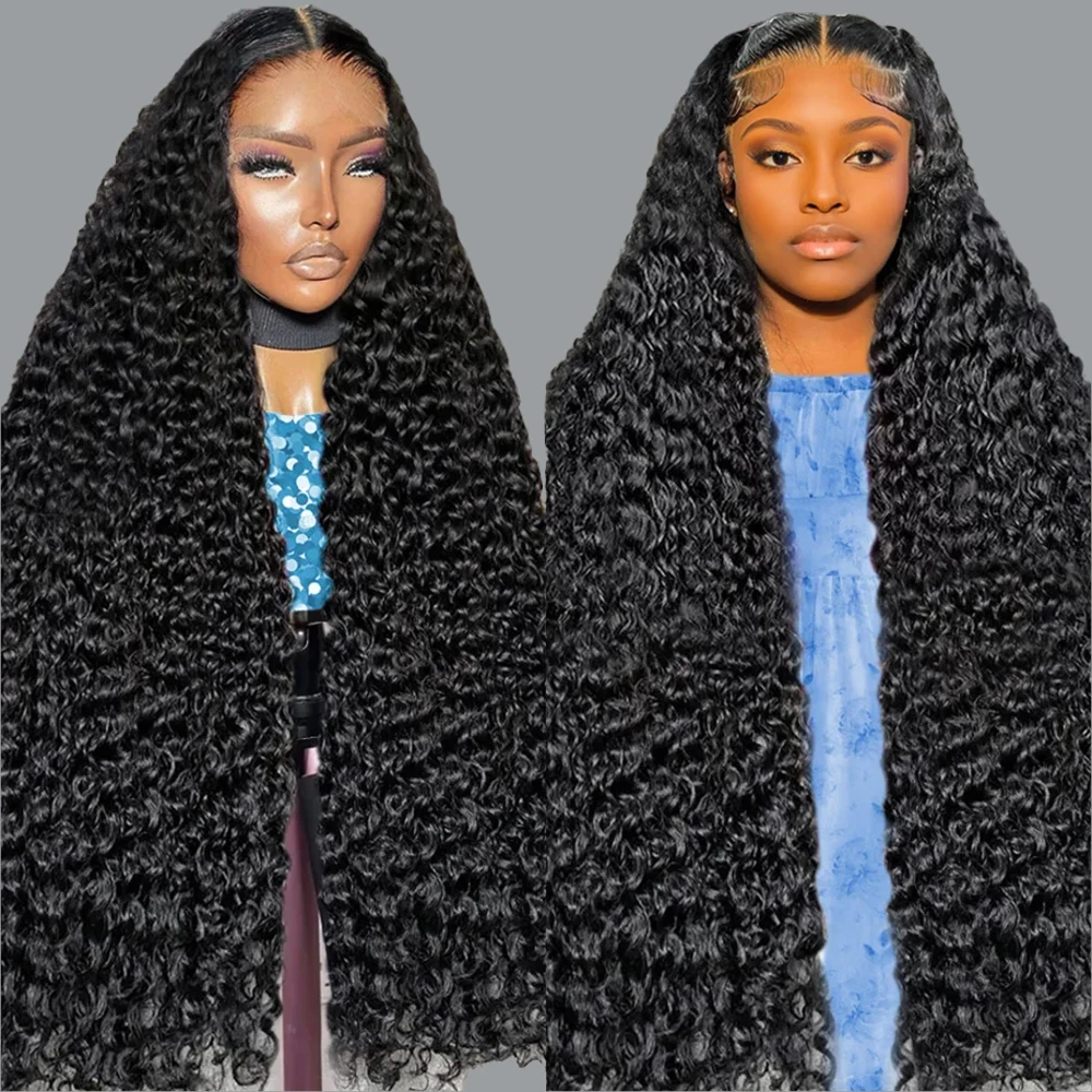 300% High Density Deep Wave 13x6 HD Lace Frontal Human Hair Wig Brazilian Curly Wave 34Inches Lace Frontal Wigs For Women CEXXY