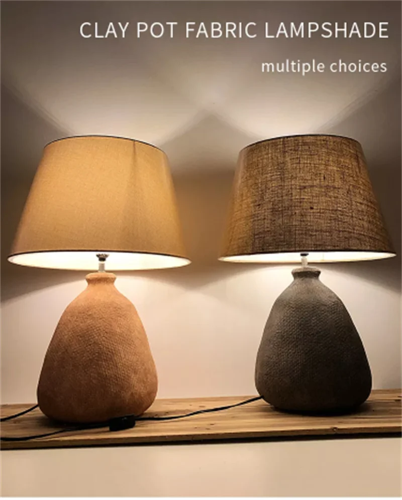 Ceramic LED Table Lamps Bedroom Bedside Lamp Nordic Fabric Decorative Reading Table Lamp