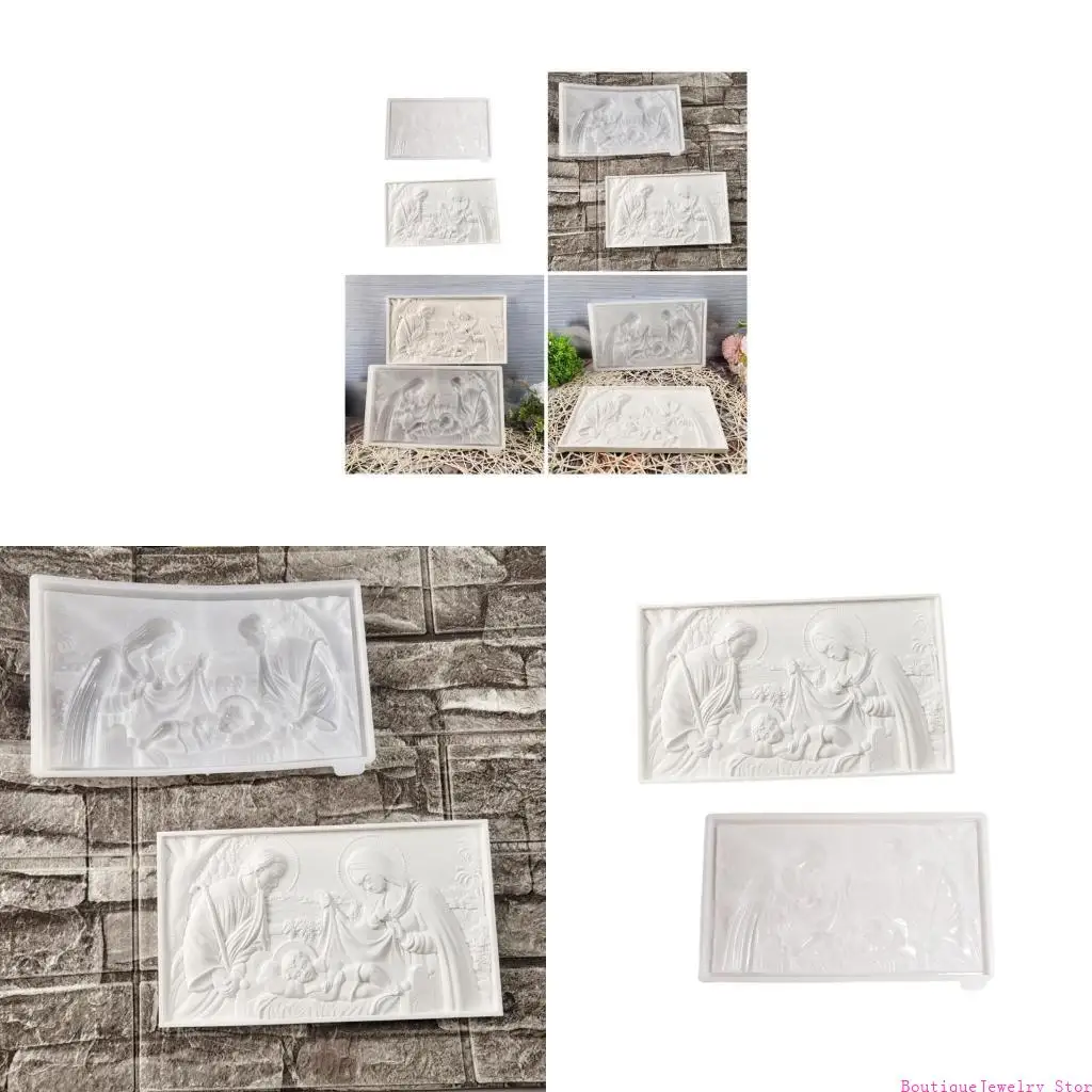 E1PE Resin Mold Family Pattern Silicone Wall Decors Mold Religious Decorative Moulds
