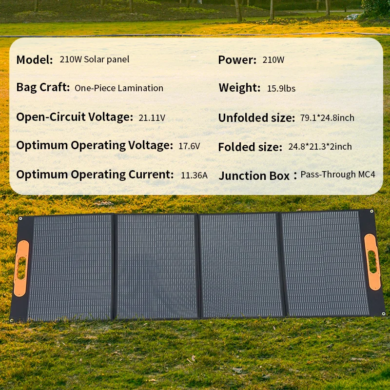 Opvouwbaar 210W draagbaar zonnepaneel 200W zonnebatterijlader Waterdicht IP68 Outdoor noodstroomvoorziening voor Powerstation et