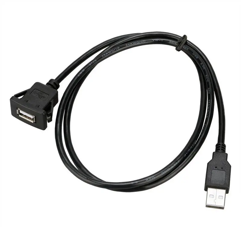 Car Dashboard Extension Cable USB Panel Waterproof Cable Usb2.0 Male To Female Car Extension Cable 1m