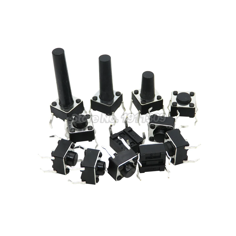 20PCS DIP 4Pin 6*6 Micro Tact Push Button Switches 6x6x4.3/5/6/7/8/9/10/11/12/13/14/15 MM 4.3mm 5mm 6mm 7mm 8mm 9mm 10mm 11mm