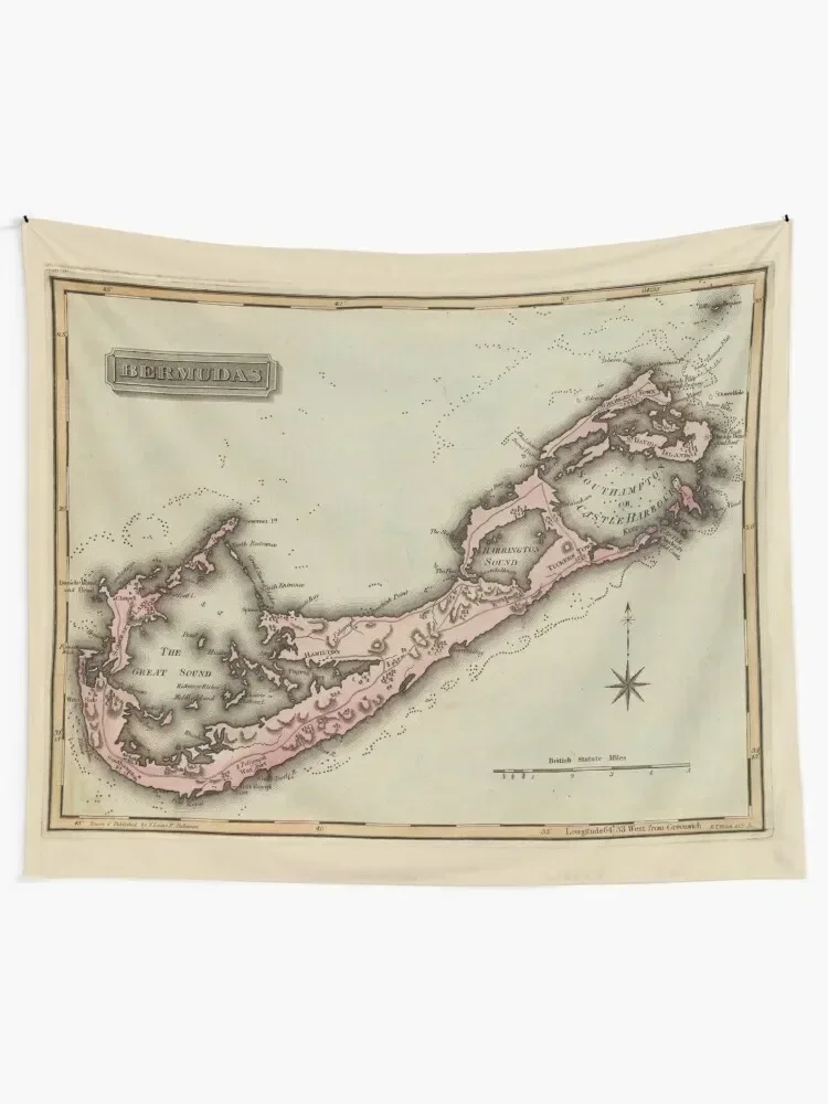 Vintage Map of Bermuda (1823) Tapestry Things To The Room Room Aesthetic Aesthetic Room Decor Tapestry