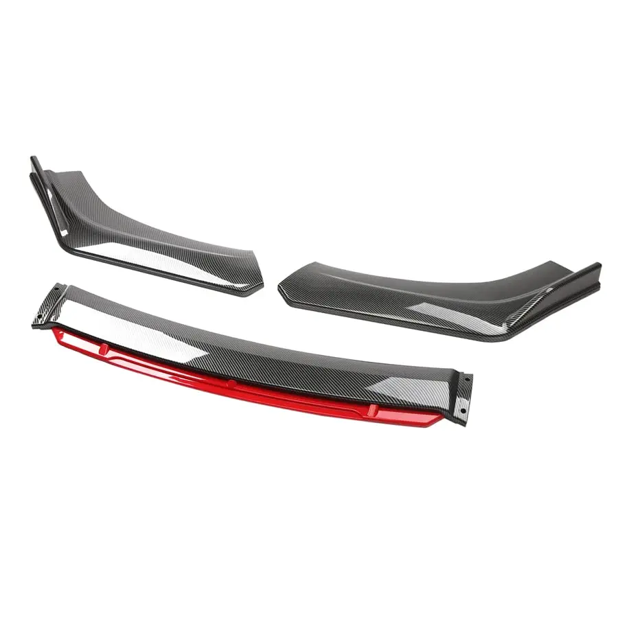 

Carbon Fiber Style Car Front Bumper Splitter Diffuser Spoiler Chin Red Lip Trim