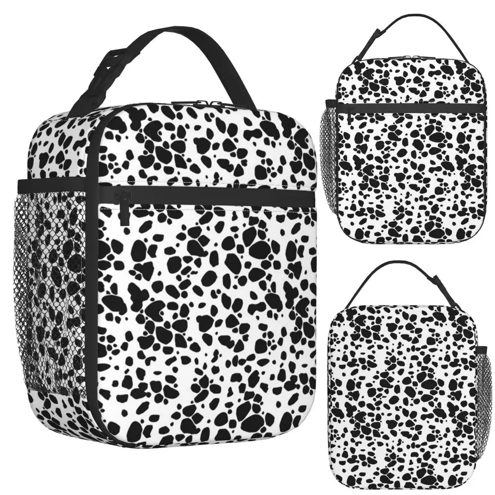 Dalmatian Dog Texture Insulated Lunch Bag for Women Kids Portable Food Boxes Thermal Lunch Box Tote