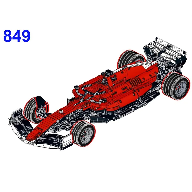 New MOC-161909 SuperSF-23 Las Vegas GP Livery 1:8 Scale SuperRace Car Model Buiding Creators Block Bricks Toys Birthday Gifts