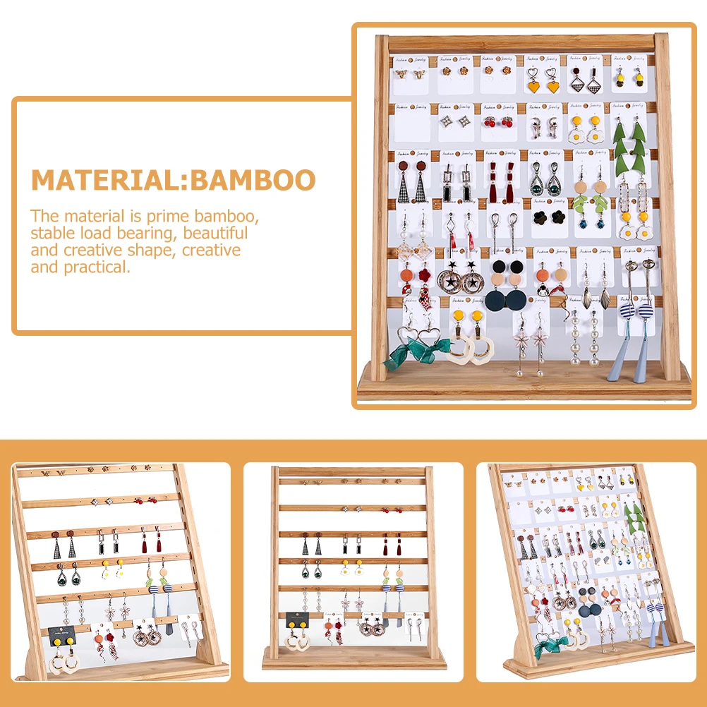 Earring Storage Rack Cards ganizer Jewelry Holder Display St Desktop Bamboo Material Smooth Prime Quality Creative Shape
