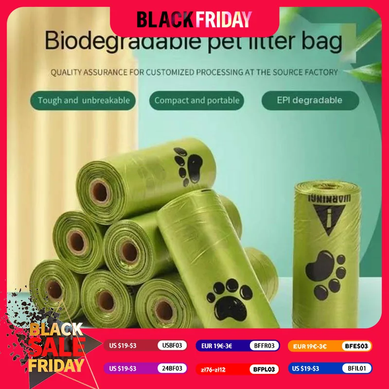 10 rolls Pet Biodegradable Trash Bag Dog Poop Bags Bulk Biobase Leakproof Poop Bag Degradable Cat Waste Bags Pet Supplies