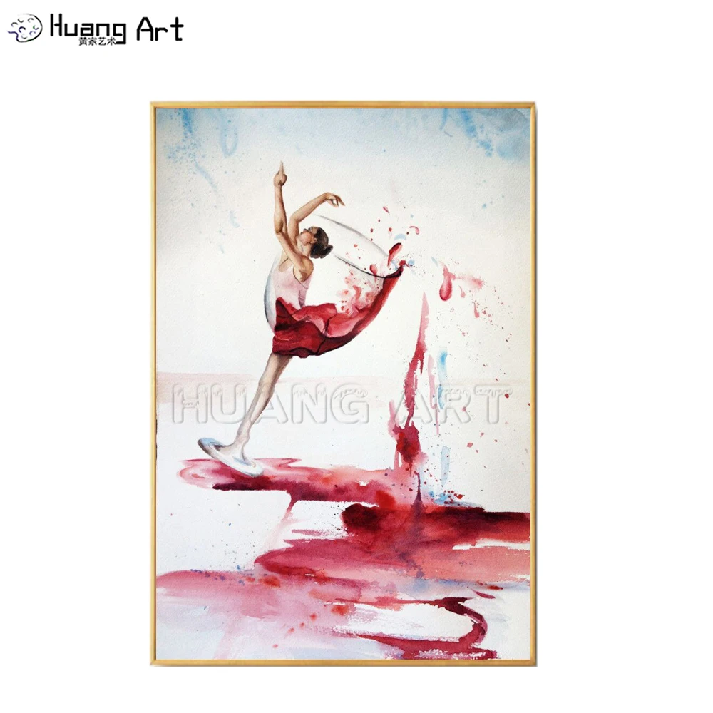 

Beautiful Colors Dancing Canvas Painting For Home Decorative Red Dress Dancer Picture Hand-painted Ballet Dancer Oil Painting