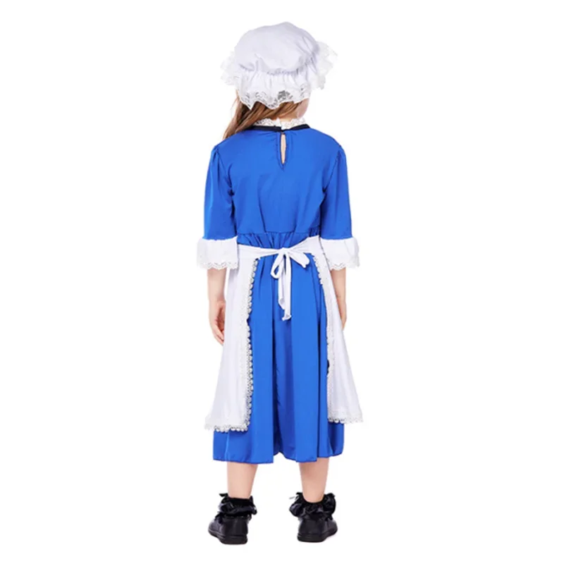 2024 New Kids Child Victorian Poor Girl Costume Colonial Village Peasant Girls Dress Halloween Carnival Stage Cosplay Dress Sets