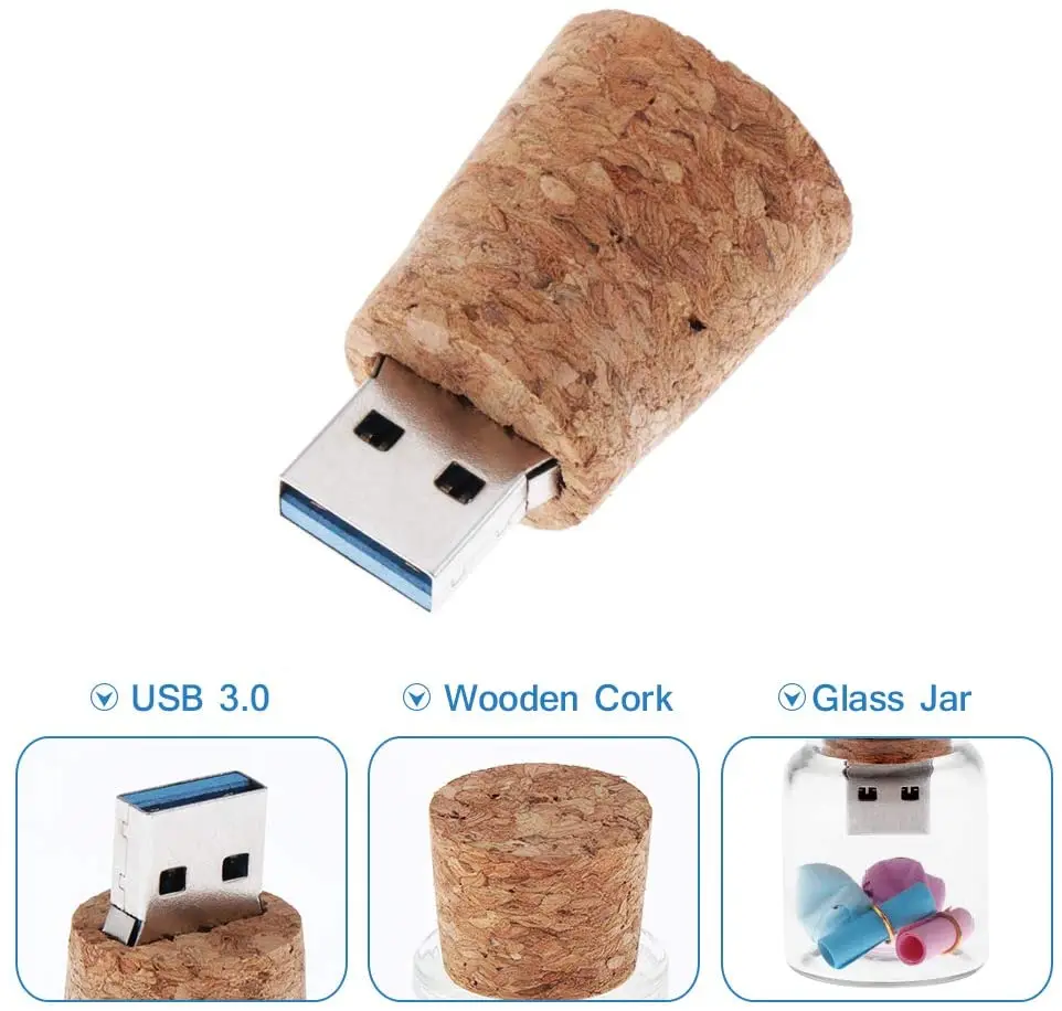 Creative Original Unique Mini Drift Bottle(Cork+Glass Bottle)  usb 3.0 memory flash stick pen drive (Over 20 pcs.free logo fee)