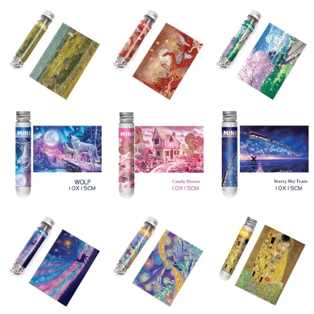 150PCS/Set Mini Test Tube Puzzle Oil Painting Landscapes Jigsaw Decompression Educational Toy Creative Puzzle Game Gift