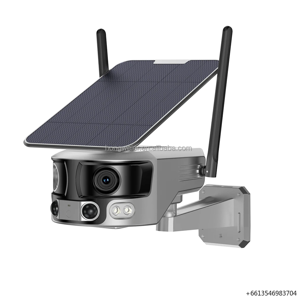 Câmera de Segurança IP PTZ Solar HongGlobal 8MP 4K com Lente Dupla de 180 Graus, Câmera de Vigilância Solar Niview Sem Fio WiFi