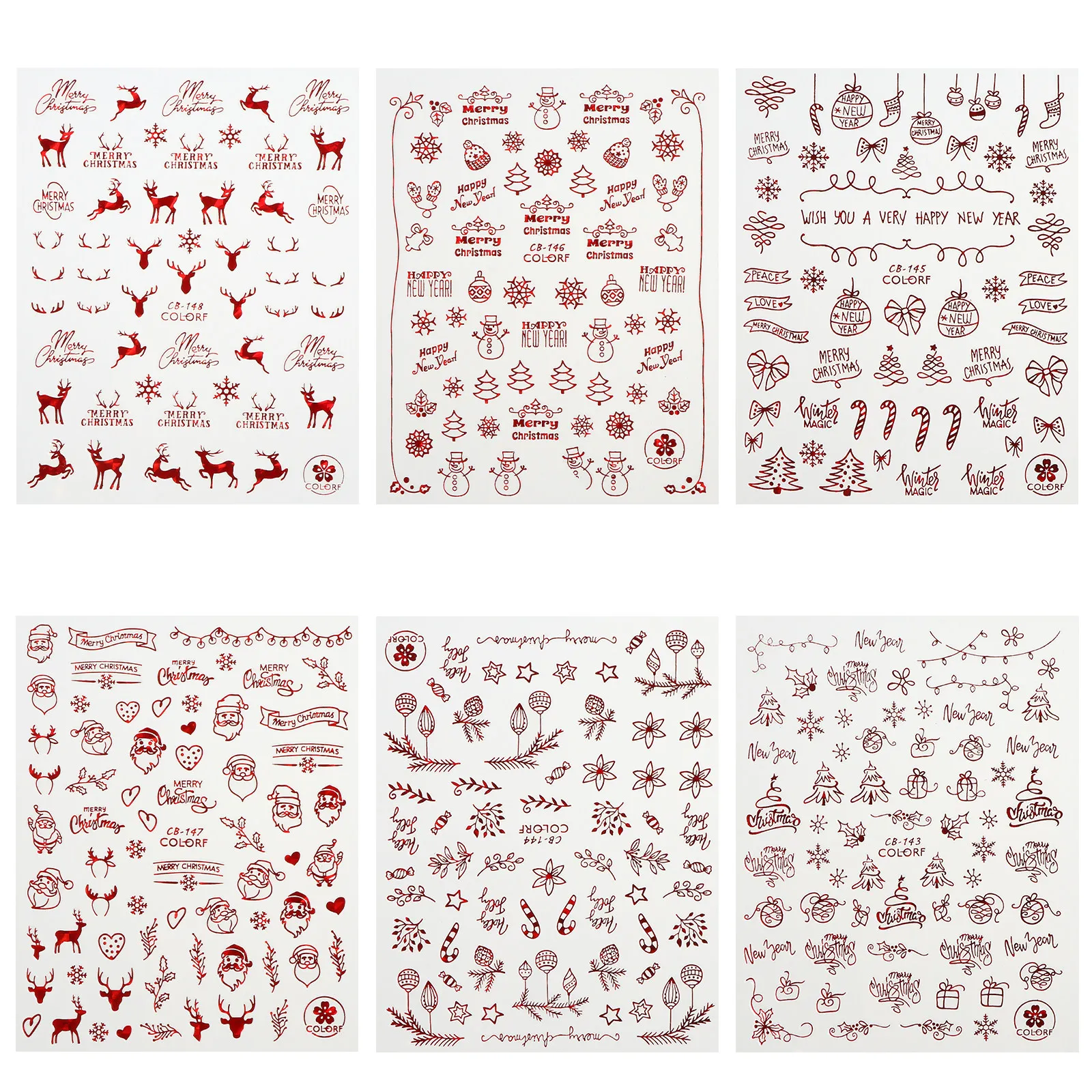 

6Pcs Christmas Tree Nail Art Stickers Winter Xmas Manicure Decor Supplies Use Eco Friendly DIY Gifts For Women Nail