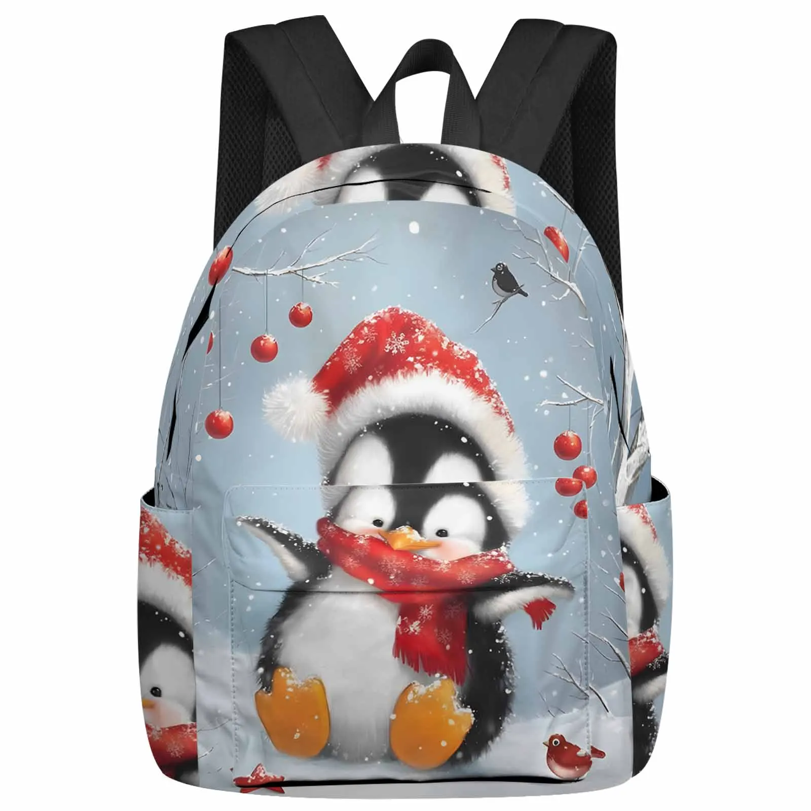 Christmas Lantern Bird Penguin Oil Painting Backpacks Custom Student School Bags Laptop Backpack Men Women Female Travel Mochila