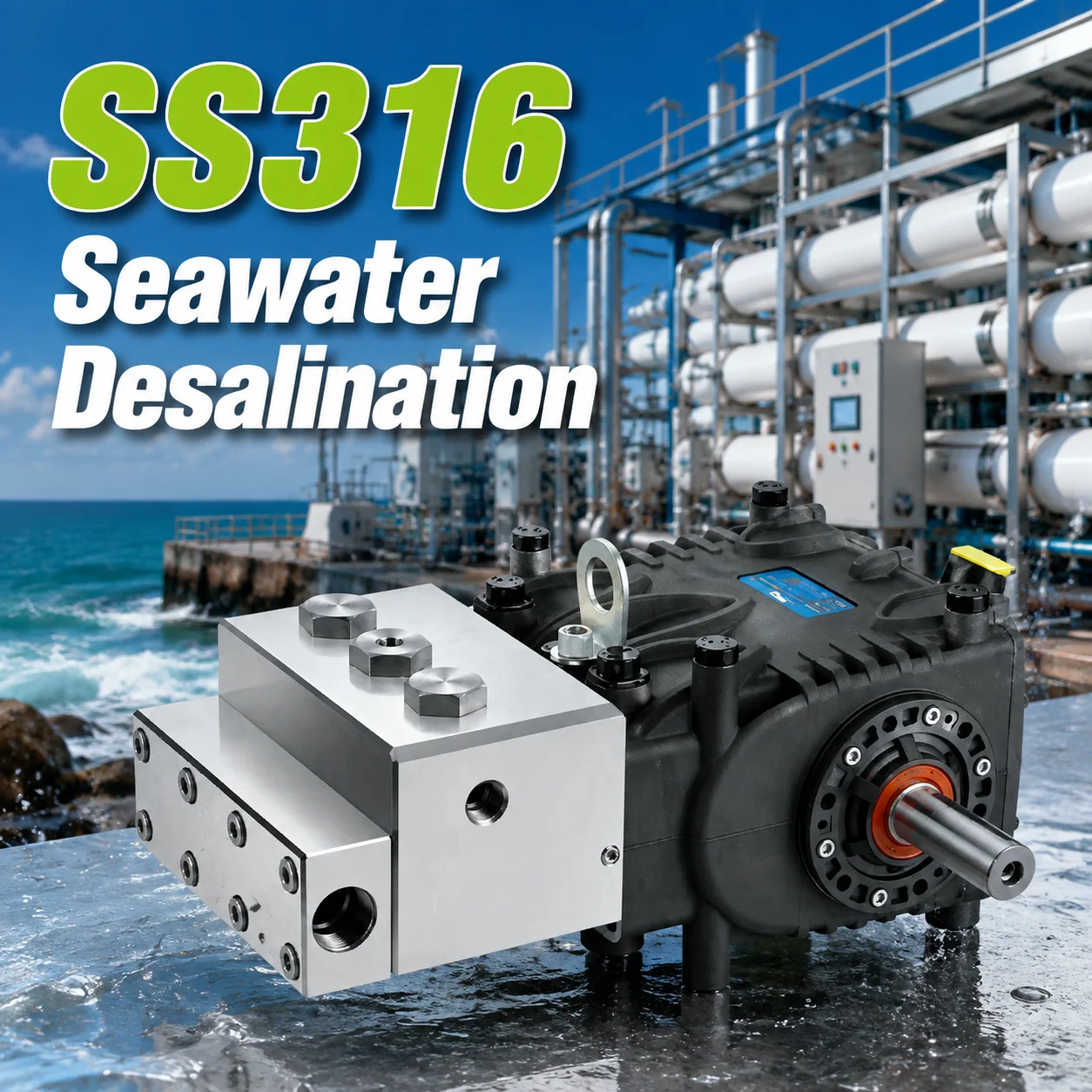 SS316 Stainless Steel High Pressure Car Wash Washer Triplex Plunger Pump Acid Alkali For Seawater Desalination