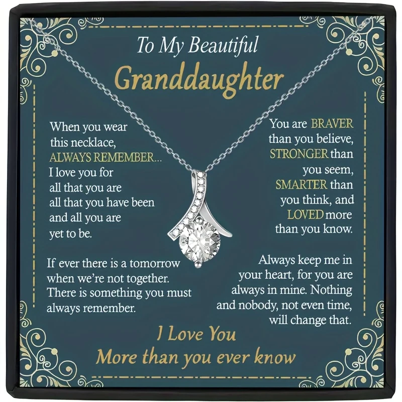 A White Heart-shaped Necklace for Granddaughter with the Message 