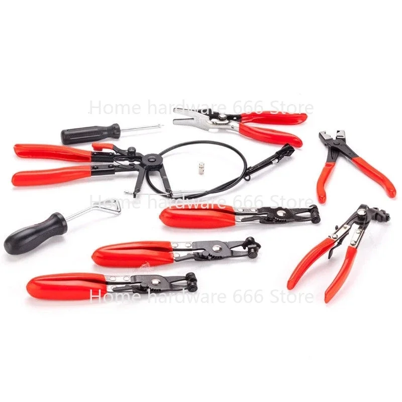 

9Pcs Auto Hose Clamp Ring Plier Set Flexible Wire Cable Bend Type Remover Oil Seal Screwdriver Car Repairing Tools