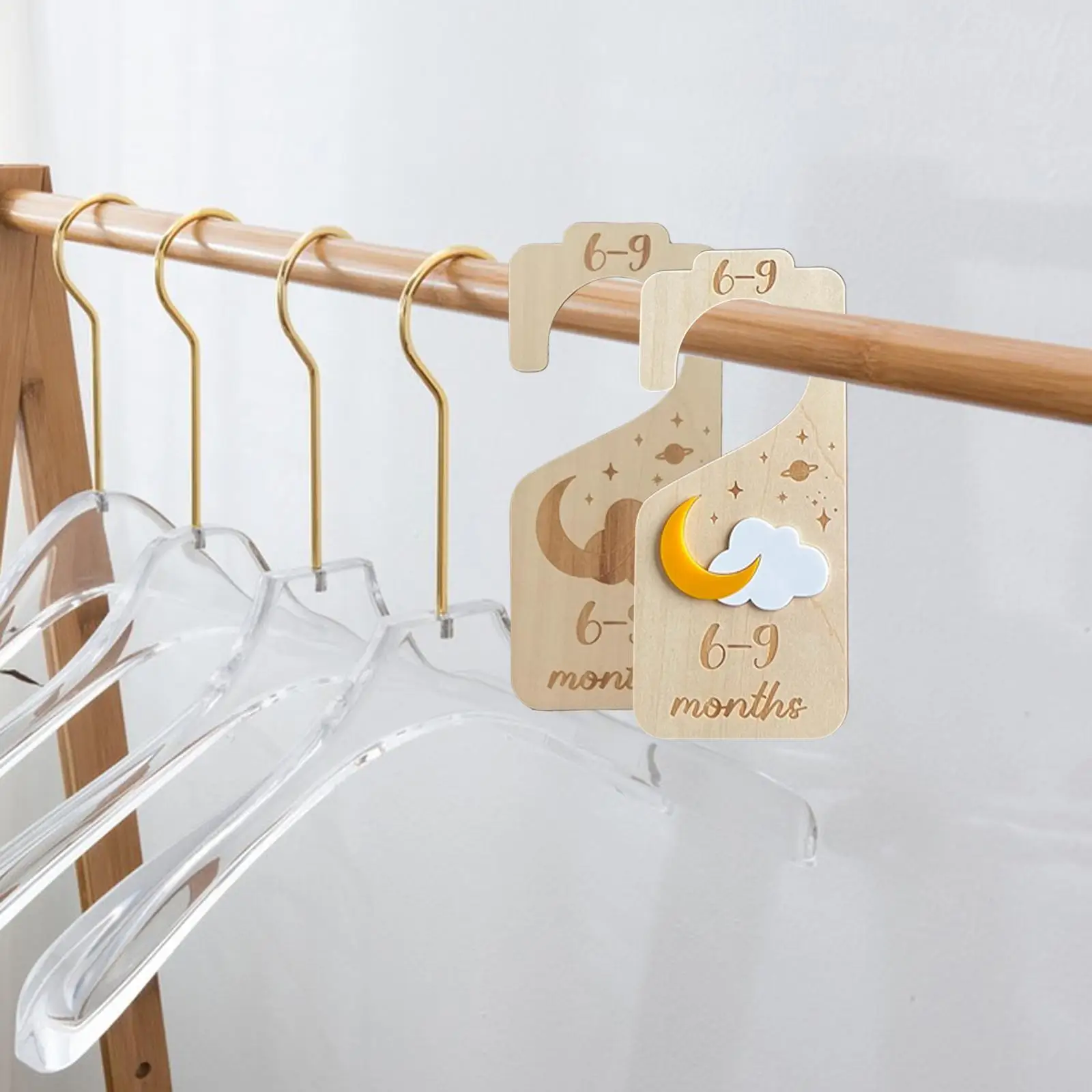Baby Closet Dividers Wooden Nursery Hanging Organizers Newborn to 24 Months Kids Room Decor