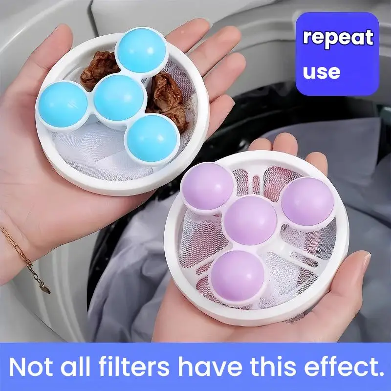 Washing Machine Lint Filter Ball Floating Hair Catcher Reusable Laundry Lint Remover Anti Clog Home Clothes Washing Accessories