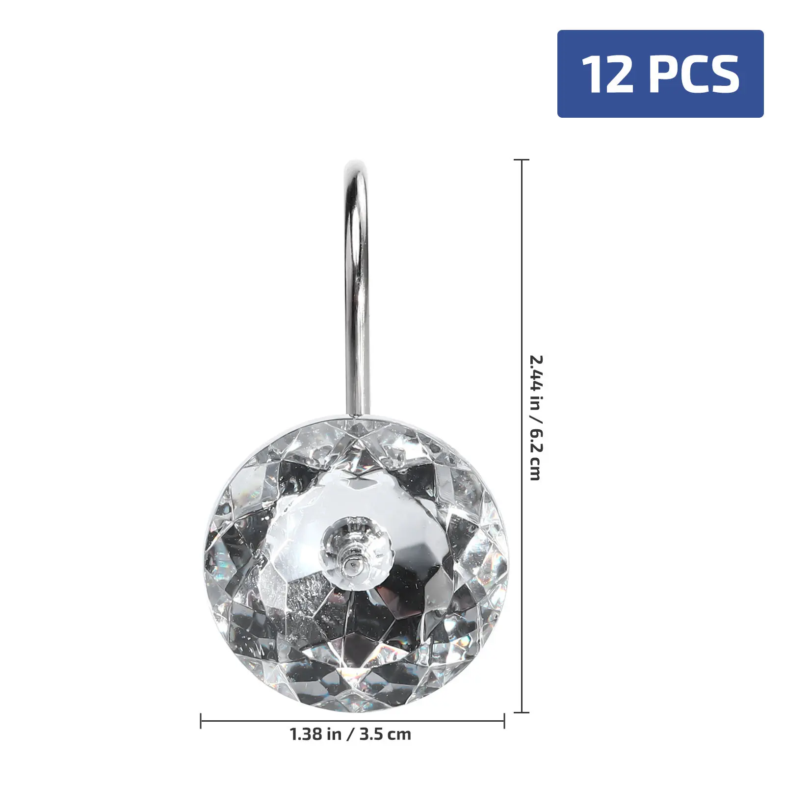 12Pcs Rhinestone Curtain Hangers Creative Design Premium Workmanship Bathroom Decor Shower Hooks Space Saving Chic Curtain Hooks