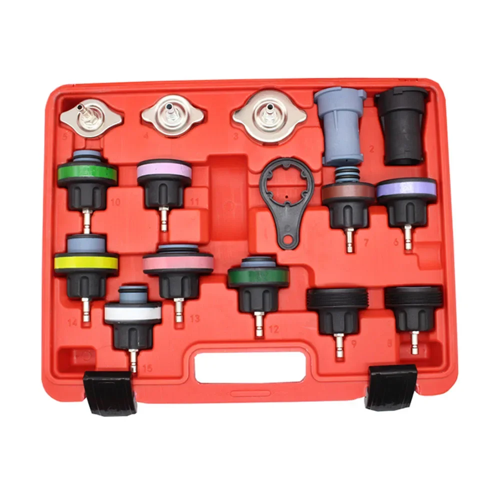 ALLSOME 18pcs Universal Radiator Pressure Tester Vacuum Type Cooling System Test Detector Set Tester Refroidissement