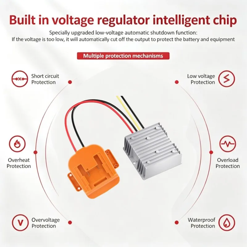 T23C Buck Converter Step-Down Converter For Einhell Battery Power Wheel 120V-12V 20A 240W Battery Adapter Inverter