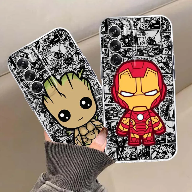 

Marvel Cartoon Heroes Phone Case For OPPO A11 A16 A55 A56 A57 A72 A52 A73 A74 A54 A76 A78 A58 A98 Pro 5G TPU Transparent