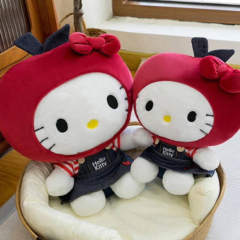 

Sanrio 30/40cm Plush Cartoon Cute Apple Headset KT Plush Toy Bag Pendant Keychain Doll Christmas Birthday Gift