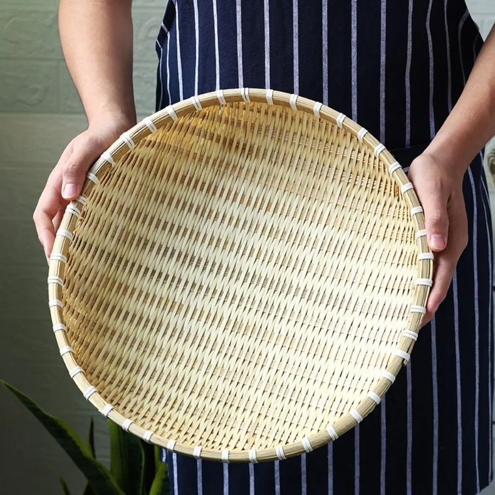 Natürlicher runder Obsts nackkorb pastoraler Stil exquisiter Aufbewahrung skorb handgemachter Bambus korb