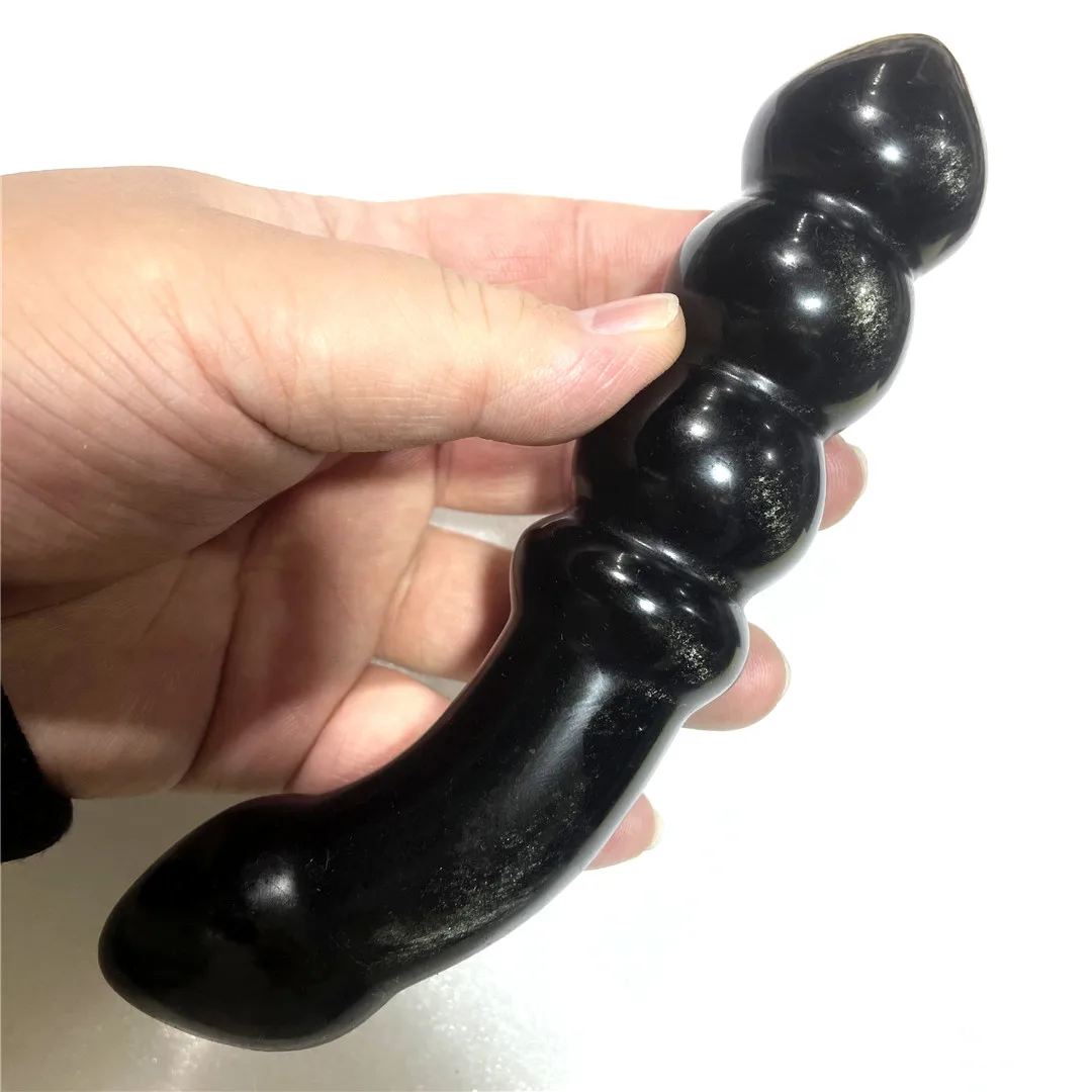 18CM Natural Obsidian Polished Anal Plug Massage Stick Women Gift Valentine's Day Gift Sex Lifestyle Supplies Mineral Crystals