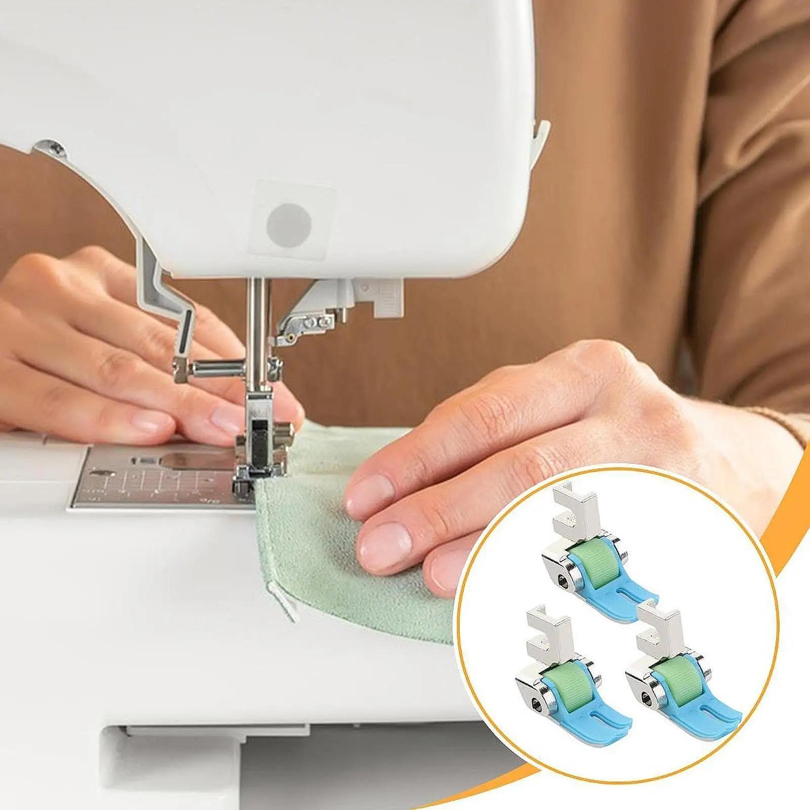 

3x Narrow Roller Presser Foot Replace Parts, Professional, Easy to Install, Home