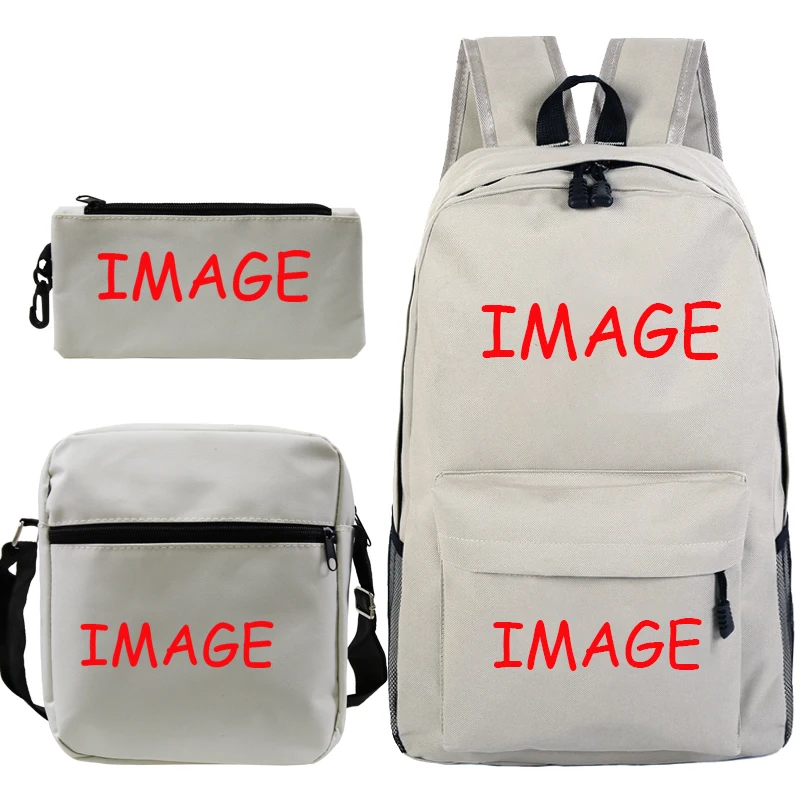 DIY Backpack Dropshipping Customer Backpack Student Schoolbag 3Pcs/Sets Shoulder Bags Custom Logo Bags Men Book Bags Mochila