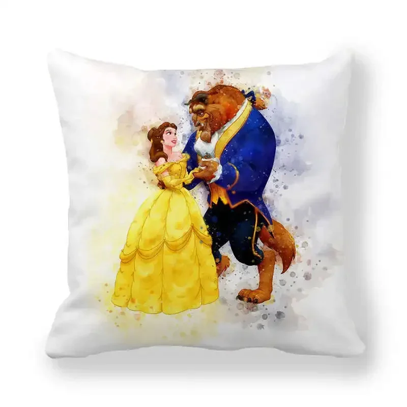 Disney Cartoon Snow White Princess Girls Cushion Cover Sofa Throw Pillowcase Home Decor Square Printed Pillowcase 45x45cm