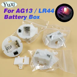 2Pcs For AG13 LR44 Battery Base Socket Organizer Holder  Box Case With Switch Cover White Round Battery Case For Light String