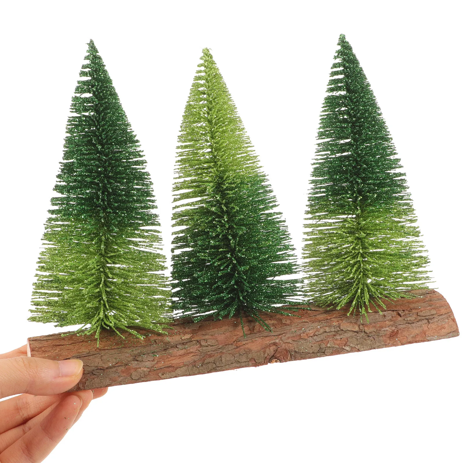 

Miniature Xmas Tree Wooden Base Artificial Christmas Decor Desktop Tabletop Party Decoration Festive