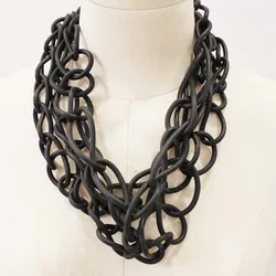 New Hollow Multi-color Circle Rubber Chain Hand-designed Ethnic Style Punk Goth Fashion Clothing Matching Necklace