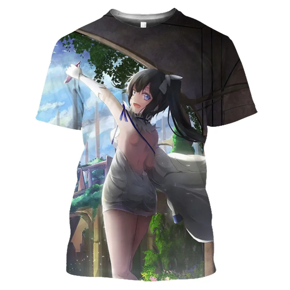 Danmachi Hestia Anime Sexy Girl 3D Print Summer t-shirt o-collo da uomo Casual manica corta Pullover oversize moda uomo abbigliamento