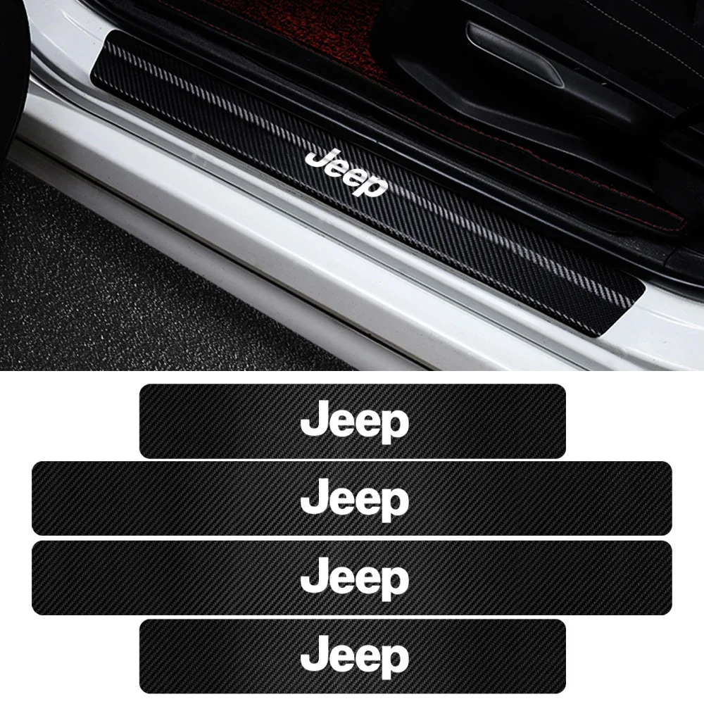 

Slim Carbon Fiber Look Car Door Threshold Scuff Plate for Jeep Renegade Avenger Gladiator Wagoneer Cherokee Compass
