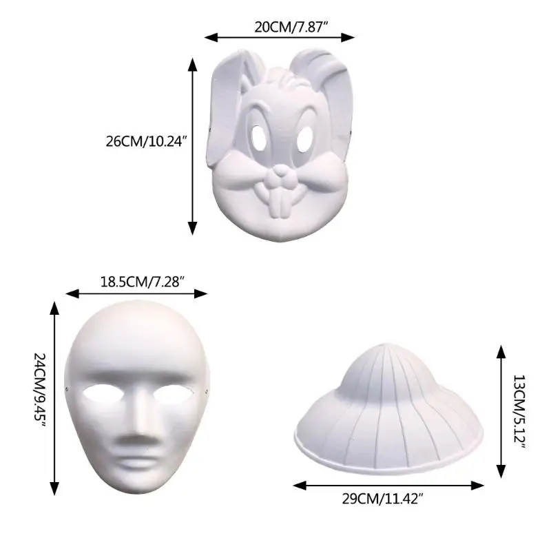 White Paintable Mask Blank Costume Mask DIY Full Face Mask Paintable Blank White DIY Mask Craft Mask Paper Cosplays Mask